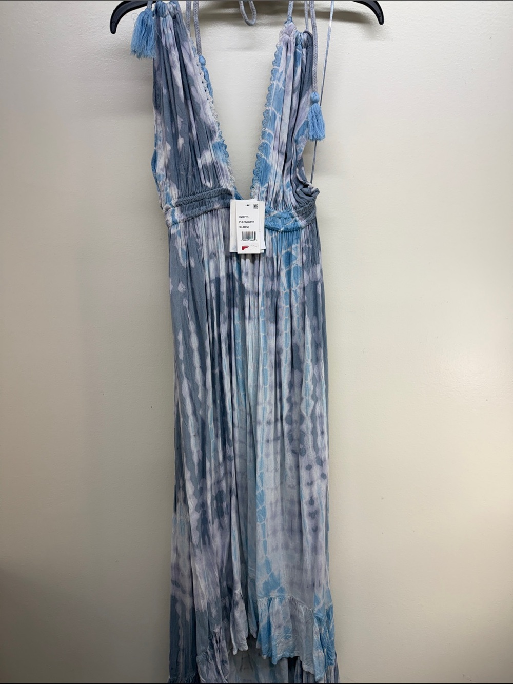 Raviya Blue and White High-Low Dress